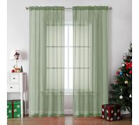 OVZME Bedroom Curtains 2 Panel Sets 84" Inch Length - Transparent Light Weight Soft Window Treatment Panels for Study Room/Living Room/Guest Room, Sage Green, Per Panel W42 X L84 inches