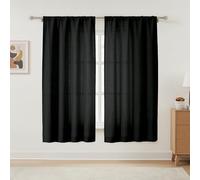 OVZME Black Curtains 63 Inch Length 2 Panels Set, Farmhouse Light Filtering Privacy Curtains for Living Room Bedroom, Rod Pocket Soft Thick Textured Window Drapes, 2x42Wx63L Inches