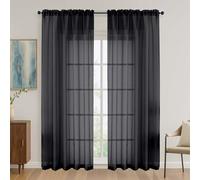 OVZME Black Sheer Curtains 84 Inches Long 2 Panel Sets, Solid Color Lightweight Voile with Light Filter for Sliding Door, Living Room&Bedroom (W42 x L84, 1 Pair)