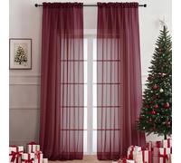 OVZME Burgundy Sheer Curtains 120 Inches Long 2 Panels Set, 59 Inch Extra Wide Soft Airy Lightweight Sheer Curtains for Living Room, Farmhouse Voile Filmy Rod Pocket Drapes, 59Wx120L Inches