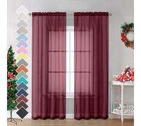 OVZME Burgundy Sheer Curtains - 96" Length 2 Panels Set for Living Room Bedroom, Christmas Gorgeous Window Decoration for Party & Backdrop & Canopy, Burgundy, Each 42Wx96L