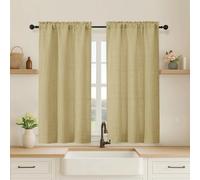 OVZME Cafe Curtains 45 Inch Length 2 Panels, Thick Textured Kitchen Door Curtains, Semi Privacy Light Filtering Half Short Bedroom Curtains for Small Window Living Room Dining, 2x30Wx45L, Camel