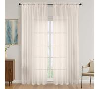 OVZME Cream Bedroom Curtains 2 Panel Sets 90 Inch Length, 59 Inch Extra Wide Light Filtering Light Weight Soft Window Treatment Panels for Study Room Living Room Guest Room, 59Wx90L Inches