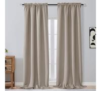 OVZME Extra Long 10 FT Blackout Curtains for Patio 120 Inches Long 2 Panels Set, Solid Thermal Insulated Energy Saving Rod Pocket Window Treatment Curtains Blackout Drapes, W50xL120, Stone