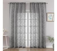 OVZME Extra Wide Black Sheer Curtains 96 Inches Long 2 Panels Set, Light Filtering Soft Airy Textured Drapes for Living Room Sliding Door, Long Sheer Curtains with Dual Rod Pocket, 2x52Wx96L Inches
