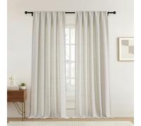 OVZME Extra Wide Natural Curtains 84 Inches Long 2 Panels Set, Faux Linen Modern Farmhouse Light Filtering Window Drapes, Rustic Textured Rod Pocket Curtains for Living Room Bedroom, 2x52Wx84L Inches