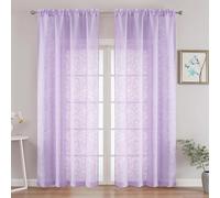 OVZME Extra Wide Sheer Curtains 96 Inches Long 2 Panels, Light Filtering Airy Textured Drapes for Living Room Sliding Door, Long Sheer Curtains with Dual Rod Pocket, Lavender, 2x52Wx96L Inches