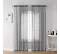 OVZME Grey Sheer Curtains - 96" Inch Length 2 Panels Set, Light Filtering Soft Rod Pocket Voile Drapes for Living Room/Bedroom, Each 42" W x 96" L