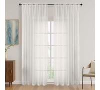 OVZME Ivory Bedroom Curtains 2 Panel Sets 90 Inch Length, 59 Inch Extra Wide Light Filtering Light Weight Soft Window Treatment Panels for Study Room Living Room Guest Room, 59Wx90L Inches