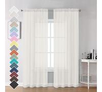 OVZME Ivory Sheer Curtains 84 Inch Length 2 Panels for Bedroom, Elegant Light Filtering Sheer Ivory Curtains Window Treatment for Living Room & Sliding Glass Door, 1 Pair, Each 42Wx84L
