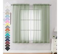 OVZME Light Green Sheer Curtains 63 inch Length 2 Panels Set for Bedroom Living Room, Elegant Light Filtering Sheer Drapes Window Treatments, Each is 42W x 63L Inches, Sage Green