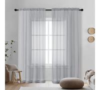 OVZME Light Grey Sheer Curtains 72 Inches Long 2 Panels - Soft Light Filtering Window Sheer Panels for Living Room/Bedroom, Top Dual Rod Pocket, 1 Pair, Each 42Wx72L Inches