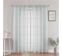 OVZME Light Grey Sheer Curtains 72 Inches Long 2 Panels, Voile Soft Airy Leaf Jacquard Textured Elegant Sheer Curtains for Living Room Bedroom Door Window, Dual Rod Pocket Drapes, 2x42Wx72L Inches