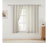 OVZME Natural Curtains 54 Inch Length 2 Panels Set, Light Filtering Textured Faux Linen Fabric Window Curtains for Bedroom, Rod Pocket Modern Drapes for Living Room Basement, 2x42Wx54L Inches