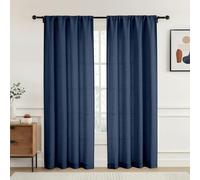 OVZME Navy Blue Curtains 96 Inches Long 2 Panels for Bedroom Living Room, Soft Thick Textured Faux Linen Window Drapes, Light Filtering Privacy Farmhouse Curtains, Rod Pocket Design, 2x42Wx96L Inches