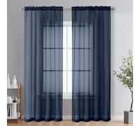 OVZME Navy Blue Sheer Curtains 78 Inches Long 2 Panels - Soft Light Filtering Window Sheer Panels for Living Room/Bedroom, Top Dual Rod Pocket, 1 Pair, Each 42Wx78L Inches