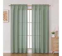 OVZME Sage Green Curtains 72 Inch Length 2 Panels, Faux Linen Textured Semi Light Filtering Drapes, Soft Airy Farmhouse Slub Window Curtains for Living Room Bedroom, Each 40x72 Inches