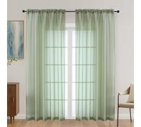 OVZME Sage Green Sheer Curtains 72 Inches Long 2 Panels Set, Light Filtering Sheer Curtains for Living Room Bedroom 59 Inch Extra Wide, Modern Voile Filmy Rod Pocket Window Drapes, 59Wx72L Inches