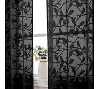 OVZME Set of 2 Black Sheer Curtains 72 Inch Length - Soft and Airy Sheer Curtains with Textured Jacquard Pattern for Living Room, Bedroom, Door, Window, Double Rod Pocket, 5.1 x 72 Inch