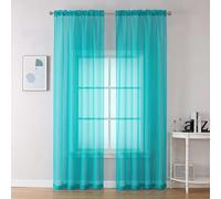 OVZME Set of 2 Turquoise Sheer Curtains 84 Inches Long - Lightweight and Soft Sheer Window Panels for Study Room, Living Room, Bedroom, Per Panel W 42" x L 84"