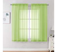 OVZME Sheer Curtains 63 inch Length 2 Panels Set for Bedroom Living Room, Soft Airy Elegant Light Filtering Sheer Curtains, Dual Rod Pocket Window Drapes, Each 42W x 63L Inches, Lime