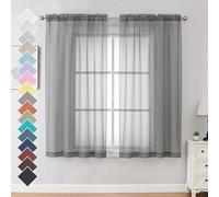 OVZME Sheer Curtains, 63 Inch Long, with Rod Pocket, Lightweight, Soft, Voile Curtains for Basement, Bathroom, Bedroom, Living Room, Each 42 x 63 Inch (W x L), 2 Pieces