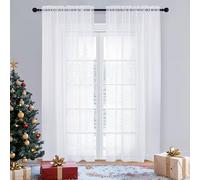 OVZME Sheer Curtains 84 inches Long 2 Panels Set, Living Room/Bedroom, Rod Pocket Voile White Sheer Curtain Drapes, Airy Lightweight Window Treatments, Each 42W x 84L
