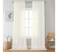 OVZME Sheer Ivory Curtains 108" Inch Length 2 Panels Set, Light Filtering Soft Rod Pocket Voile Drapes for Living Room/Bedroom, Each 42" W x 108" L