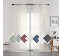 OVZME Sheer Ivory Curtains Light Filtering Window Drapes for Living Room Bedroom and Wedding Party, Voile Nice Vertical Sense Sliding Glass Door, Per Panel 42 by 96 Inch, Set of 2 Pieces