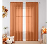 OVZME Sheer Orange Curtains 84 inch Length 2 Panels Set, Airy Soft-Touching Rod Pocket Voile Drapes for Living Room/Bedroom, Each 42" W x 84" L