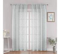 OVZME Textured Light Grey Sheer Curtains 84 Inches Long 2 Panels Set, Light Filtering Leaf Jacquard Voile Semi Sheer Curtains for Bedroom, Dual Rod Pocket Farmhouse Window Drapes, 2x42Wx84L Inches
