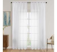 OVZME White Bedroom Curtains 2 Panel Sets 90 Inch Length, 59 Inch Extra Wide Light Filtering Light Weight Soft Window Treatment Panels for Study Room Living Room Guest Room, 59Wx90L Inches