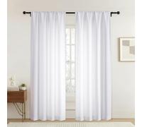 OVZME White Curtains 84 Inches Long 2 Panels Set, Soft Airy Textured Privacy Light Filtering Rod Pocket Curtains, Modern Farmhouse Semi Drapes for Living Room Bedroom, 2x42Wx84L Inches