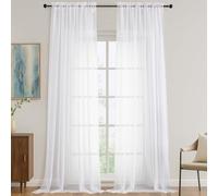 OVZME White Sheer Curtains 108 Inches Long 2 Panels Set, Extra Wide Solid Lightweight & Airy Gauzy Window Treatments with Light Filtering for Patio Sliding Door, 59Wx108L Inches