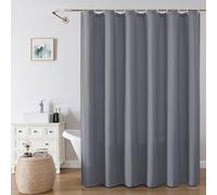 OVZME Zora 84 Inch Shower Curtain Set with 12 Plastic Hooks, Plain Fabric Grey Shower Curtain for Bathroom - Extra Long Shower Curtain, Water Resistance, Machine Washable Soft Cloth, 72WX84L, Grey