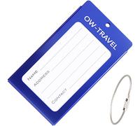 OW-Travel Metal Luggage Tags for Suitcases Business Card Holder Personalised Travel Label Name Identifiers Ideal Suitcase Tag Bag Tags Backpack and Baggage Tags (Luggage Tag Labels, Dark Blue)