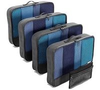 OW-Travel Packing Cubes for Suitcases 5 Pcs Black Large with Mesh Zip Pouch