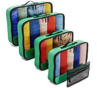 OW-Travel Packing Cubes for Suitcases (5Pcs Green) 2 Medium 2 Large Suitcase Organiser Bags and Zipper Organiser for Travel Accessories. Luggage Organisers Packing Bags for Suitcases and Backpacks