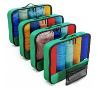 OW-Travel Packing Cubes for Suitcases (5Pcs Green) 4 Large Suitcase Organiser Bags and Zipper Organiser for Travel Accessories. Luggage Organisers Packing Bags for Suitcases and Backpacks