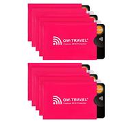OW-Travel RFID Card Holder Protector Sleeves (10 Pack Pink) Slim RFID Blocking Card Blocker for Contactless Cards. Bank Cards Protectors Security. Shielded Pocket Wallet for Men and Holders for Women