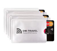 OW-Travel RFID Card Holder Protector Sleeves (5 Pack) Slim RFID Blocking Card Blocker for Contactless Cards. Bank Cards Protectors Security. Shielded Pocket Wallet for Men and Holders for Women