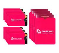 OW-Travel RFID Card Holder Sleeves 10 Pack & Passport Holders 4 Pack - TÜV Certified Contactless Protection, RFID Blocking Credit Card Protector Sleeves, Anti-Theft Signal Blocker Security Protection