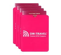 OW-Travel RFID Protector Sleeves for Passports (4 Pack Pink) Slim Shielded Contactless Bank Card Credit Protector Passport Holder RFID Blocking Card Holder and Passport Cover for Men and Women