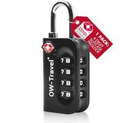 OW-Travel Suitcase Lock 1 Pack Black. 4 Digit TSA Approved Luggage Locks for Suitcases. Suitcase Padlock Case Lock TSA Travel Padlock Gym Lock. Combination Luggage Padlocks for Suitcases Bags Cases