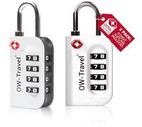 OW-Travel Suitcase Locks 2 Pack Silver. 4 Digit TSA Approved Luggage Locks for Suitcases. Suitcase Padlock Case Lock TSA Travel Padlock Gym Lock. Combination Luggage Padlocks for Suitcases Bags Cases