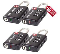 OW-Travel Suitcase Locks, TSA Approved Luggage Locks, Open Alert, Black 4Pk