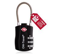 OW-Travel Suitcase Locks, TSA Approved Luggage Padlocks, Black, 1 Pack
