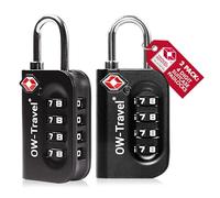 OW-Travel Suitcase Locks, TSA Approved Luggage Padlocks, Black, 2 Pack