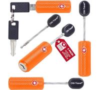 OW-Travel Suitcase Locks with Keys, TSA Approved Luggage Padlocks, Orange 4 | Suitcase Padlocks with keys and steel cable for hand luggage, cabin travel bags, lockers, zipper cases, mini keyed TSA Locks