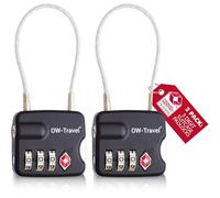 OW-Travel TSA Approved Luggage Locks Suitcase Locks (2 Pack Black) 3 Digit Flexible Cable Suitcase Padlock. Travel Bag Combination Luggage Padlocks for Suitcases. TSA Travel Lock for Bags and Cases